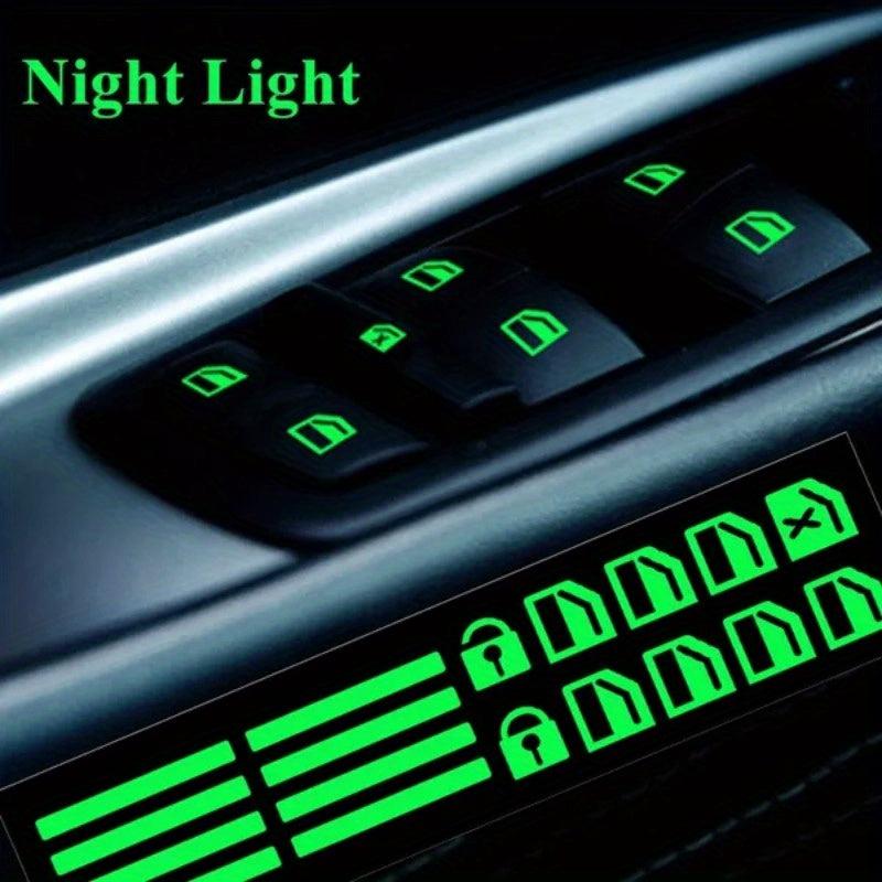 4pcs Car Door Window Lift Button Stickers Luminous Car Styling