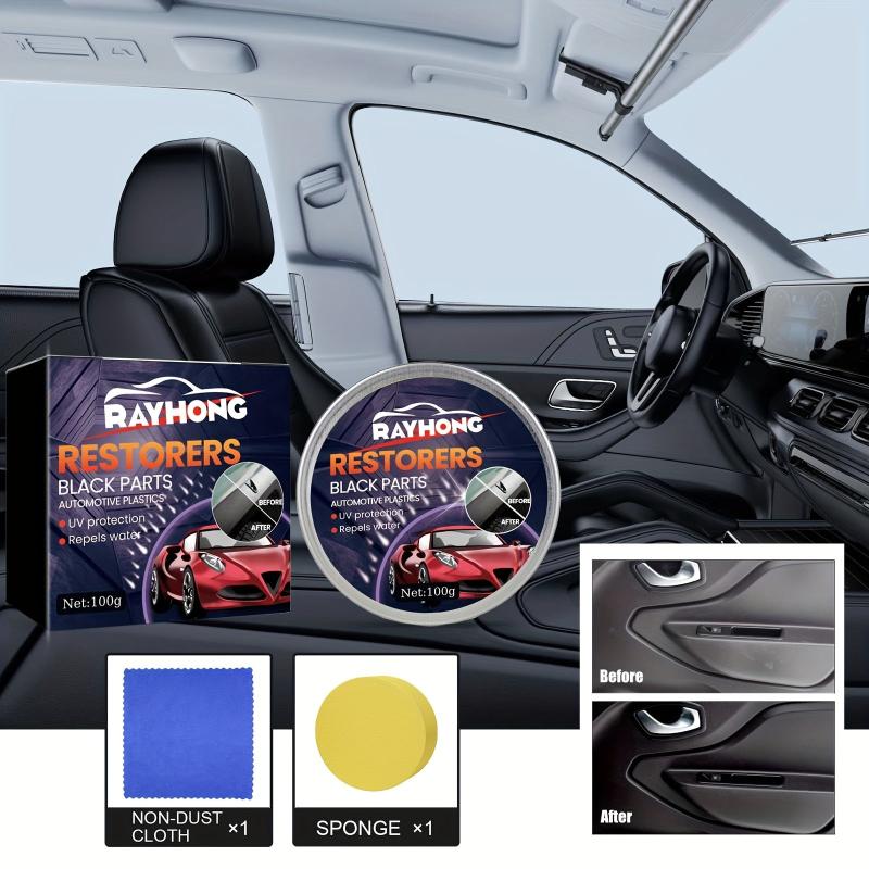 Car Plastic Repair Wax Interior Seat Cleaning Maintenance 100g Sponge Cloth