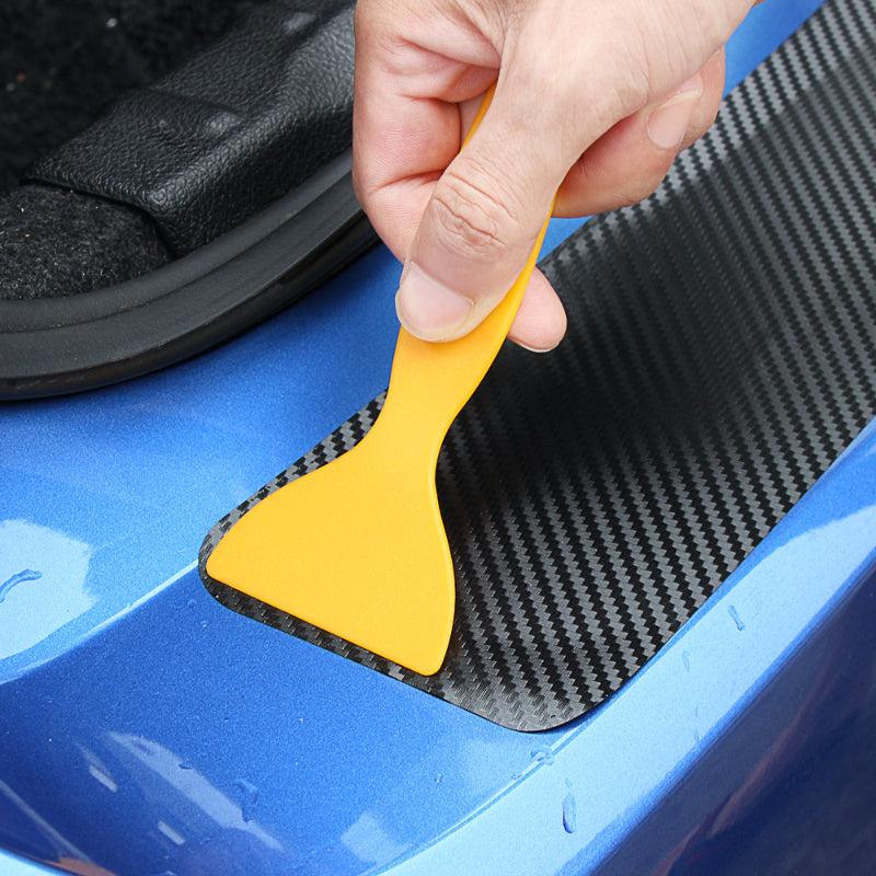 1pc Rear Bumper Carbon Fiber Protective Sticker Car Boot Strip Accessories