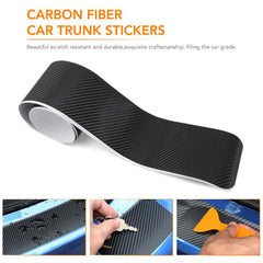 1pc Rear Bumper Carbon Fiber Protective Sticker Car Boot Strip Accessories