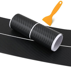 1pc Rear Bumper Carbon Fiber Protective Sticker Car Boot Strip Accessories