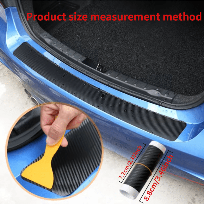 1pc Rear Bumper Carbon Fiber Protective Sticker Car Boot Strip Accessories