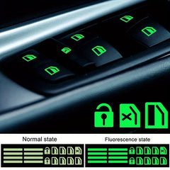 Car Window Button Luminous Sticker Set Night Fluorescent Decals