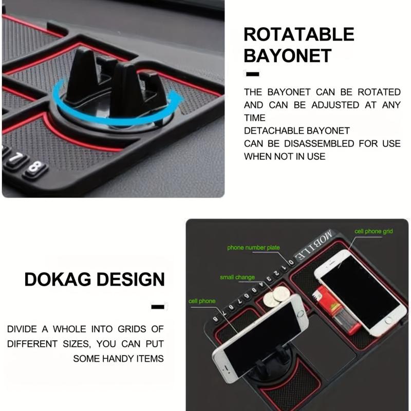 Non-Slip Phone Pad Holder Stand 360 Dashboard with Parking Number