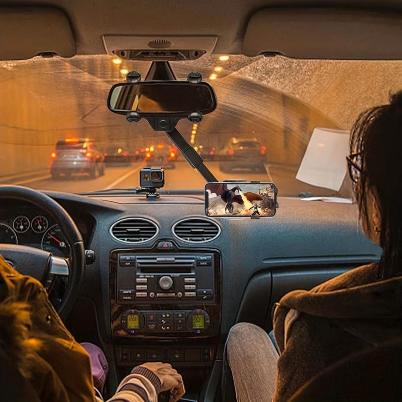 360 Rotatable Car Rearview Mirror Mobile Phone Holder