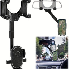360 Rotatable Car Rearview Mirror Mobile Phone Holder