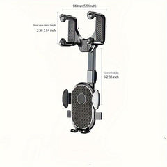360 Rotatable Car Rearview Mirror Mobile Phone Holder