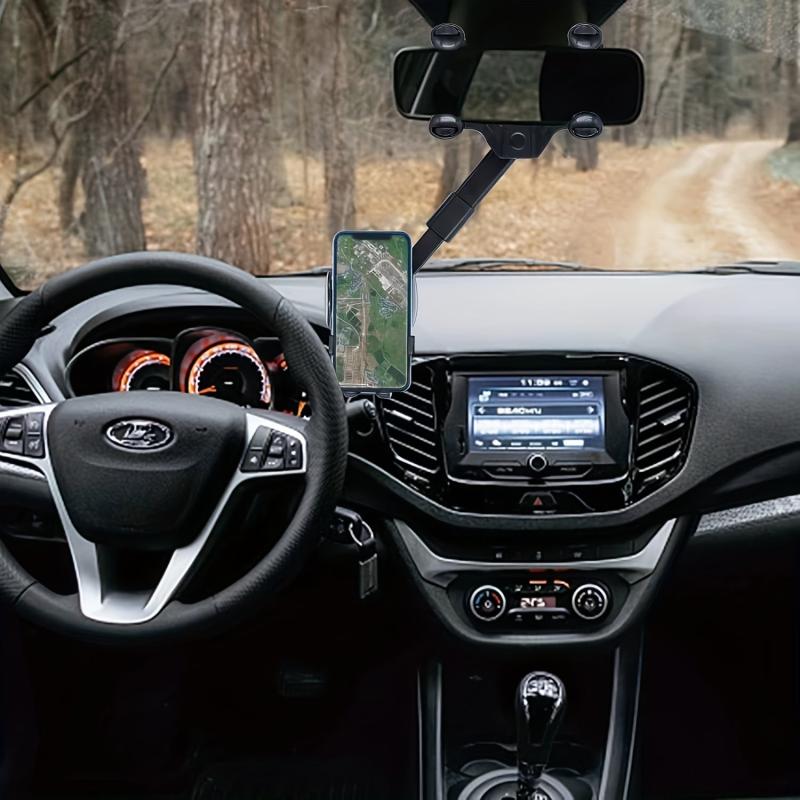 360 Rotatable Car Rearview Mirror Mobile Phone Holder