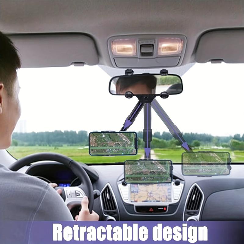 360 Rotatable Car Rearview Mirror Mobile Phone Holder
