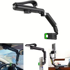 360 Rotating Car Sun Visor Phone Holder Telescopic Clip Bracket