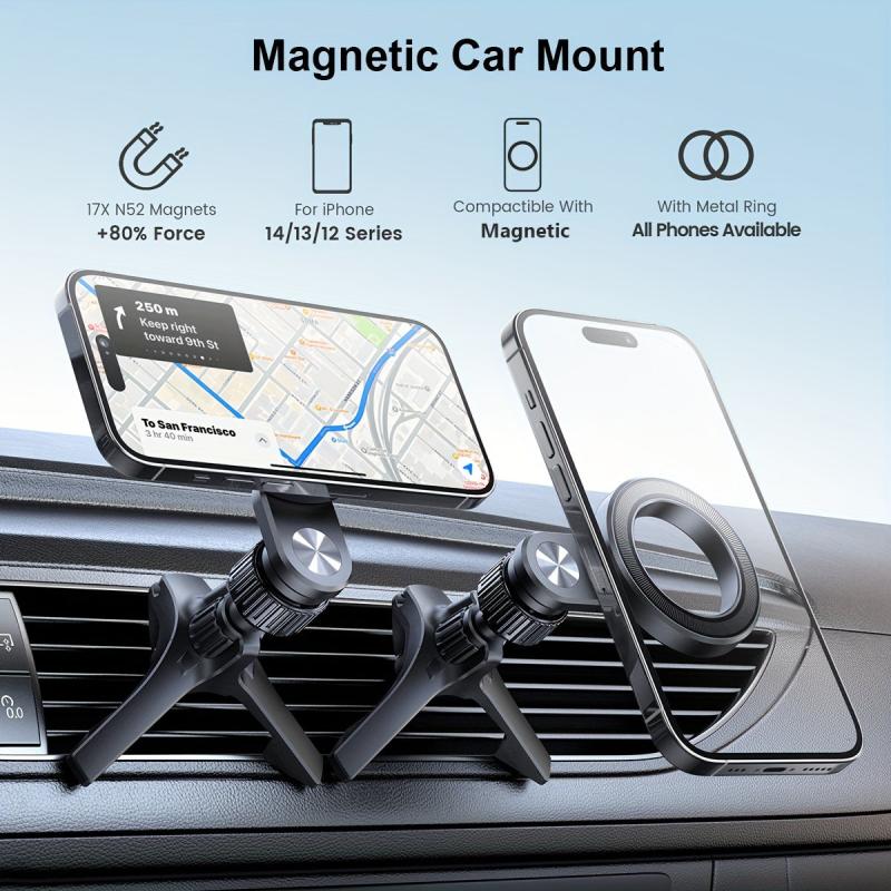 Magnetic Car Mount Phone Holder for iPhone 15 Pro Max Plus - Air Vent Clip