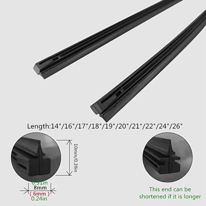 1pc Rubber Strip Wiper Iron Frame Bone Auto Driver Copilot Different Size