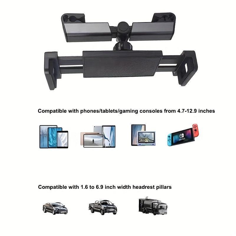 Car Back Seat Headrest Phone Holder Tablet Stand Rear Pillow Bracket