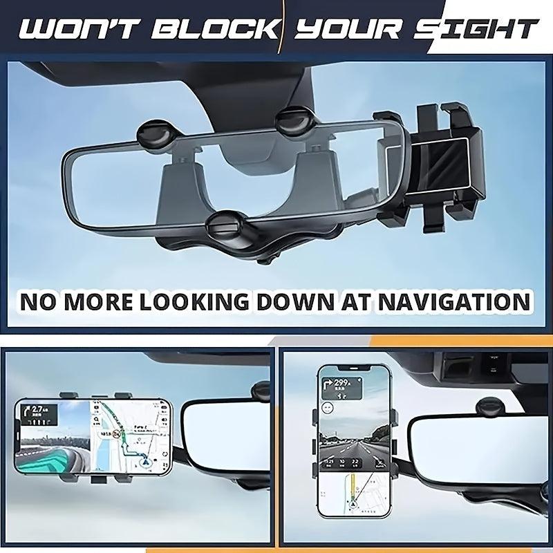 Car Phone Holder 360 Rotatable Rear View Mirror Mount Gift Birthday
