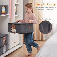 3Pack Clothes Storage Bag Foldable Organizer Sturdy Fabric Clear Window