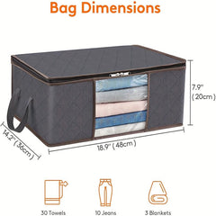 3Pack Clothes Storage Bag Foldable Organizer Sturdy Fabric Clear Window