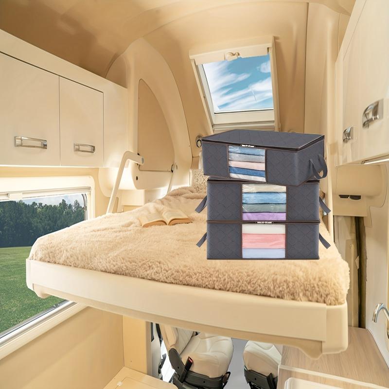 3Pack Clothes Storage Bag Foldable Organizer Sturdy Fabric Clear Window