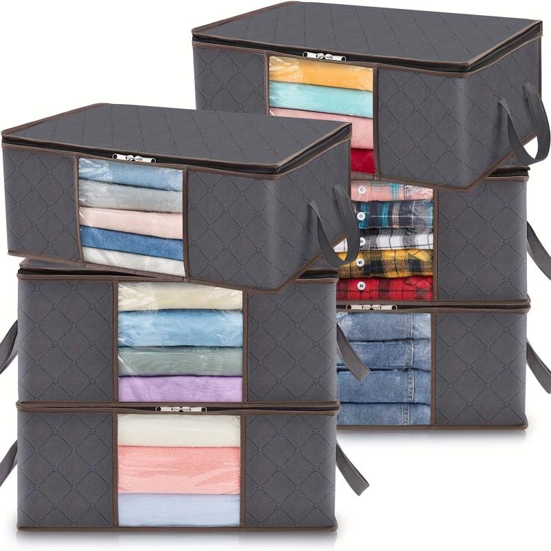 3Pack Clothes Storage Bag Foldable Organizer Sturdy Fabric Clear Window