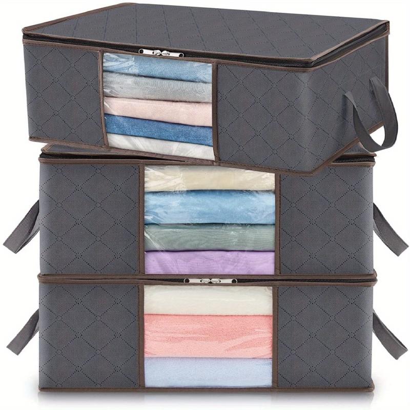 3Pack Clothes Storage Bag Foldable Organizer Sturdy Fabric Clear Window