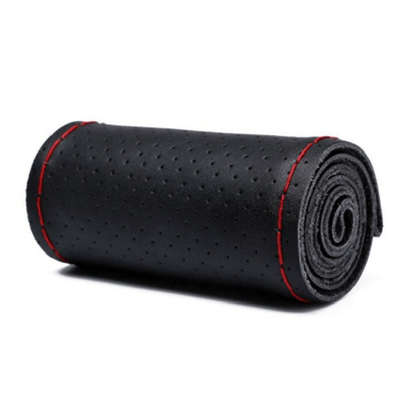 15in PU Leather Soft Steering Wheel Cover Needles Thread Case Protector