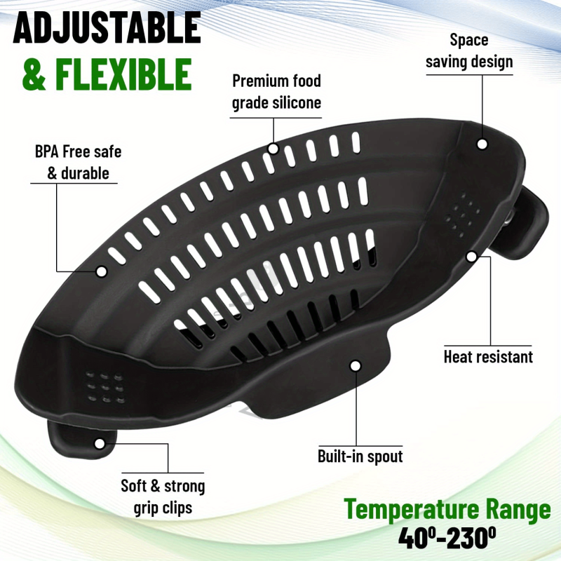 Adjustable Silicone Pot Strainer & Pasta Strainer Kitchen Gadget