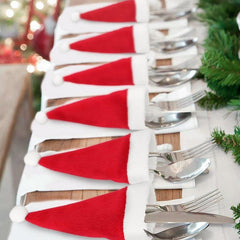 10 pcs Christmas Tableware Holder Bag Set Xmas Home Decor Christmas Ornament