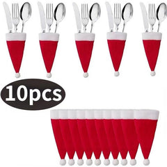 10 pcs Christmas Tableware Holder Bag Set Xmas Home Decor Christmas Ornament