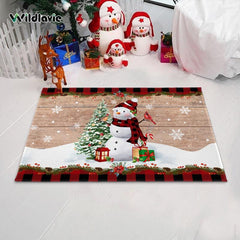 Non Slip Doormat Welcome Mat Merry Christmas Snowman Xmas Tree