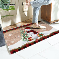 Non Slip Doormat Welcome Mat Merry Christmas Snowman Xmas Tree