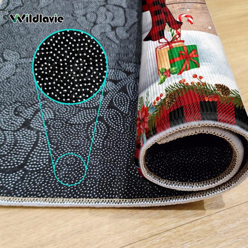 Non Slip Doormat Welcome Mat Merry Christmas Snowman Xmas Tree