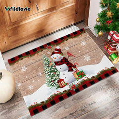 Non Slip Doormat Welcome Mat Merry Christmas Snowman Xmas Tree