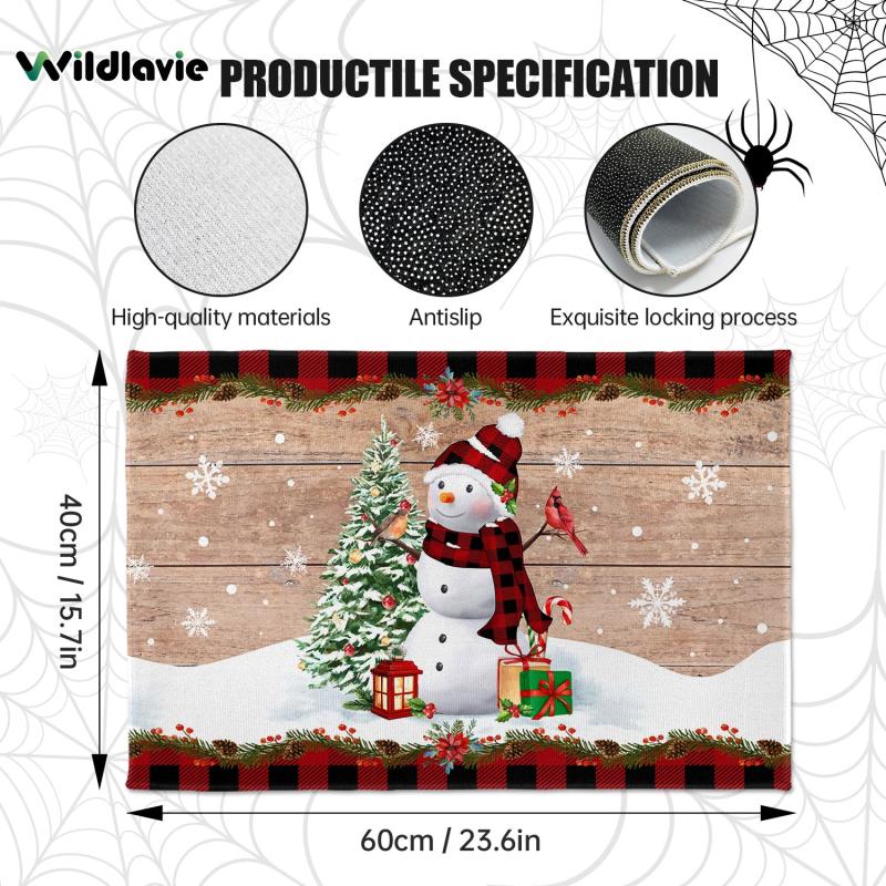 Non Slip Doormat Welcome Mat Merry Christmas Snowman Xmas Tree
