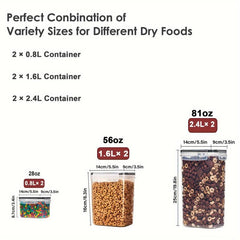 6pcs Airtight Food Storage Container BPA Free Kitchen Pantry Organization
