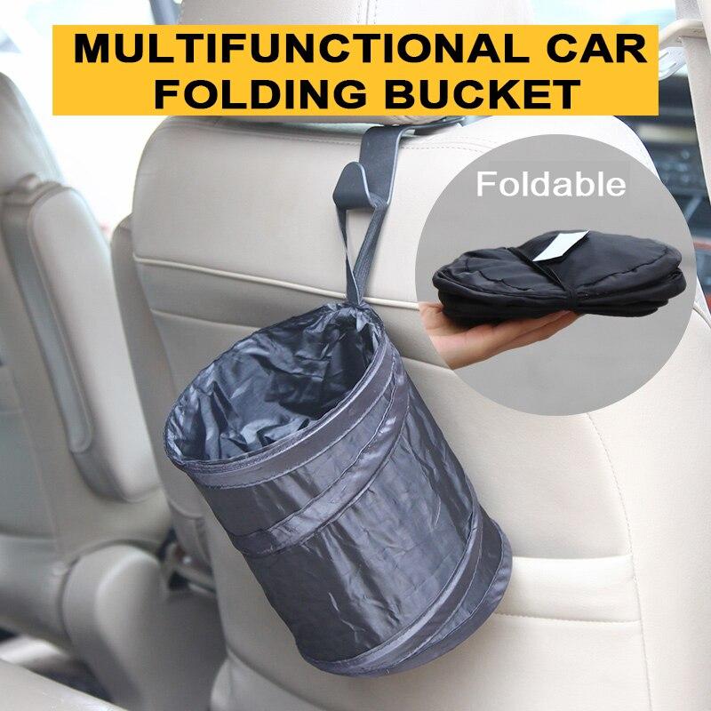 Foldable Car Garbage Can & Seat Back Storage Bag