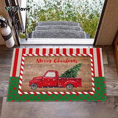 Indoor Doormat Merry Christmas Snowflake Red Truck Xmas Tree Non-slip Bath Mat