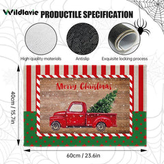 Indoor Doormat Merry Christmas Snowflake Red Truck Xmas Tree Non-slip Bath Mat
