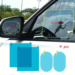 4pcs Car Rearview Mirror Films Anti Rain Fog Waterproof PET Clear Film
