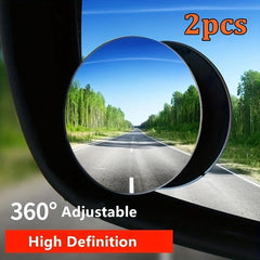2pcs Adjustable Car Blind Spot Mirror 360 Degree Wide Angle Rearview Mirror