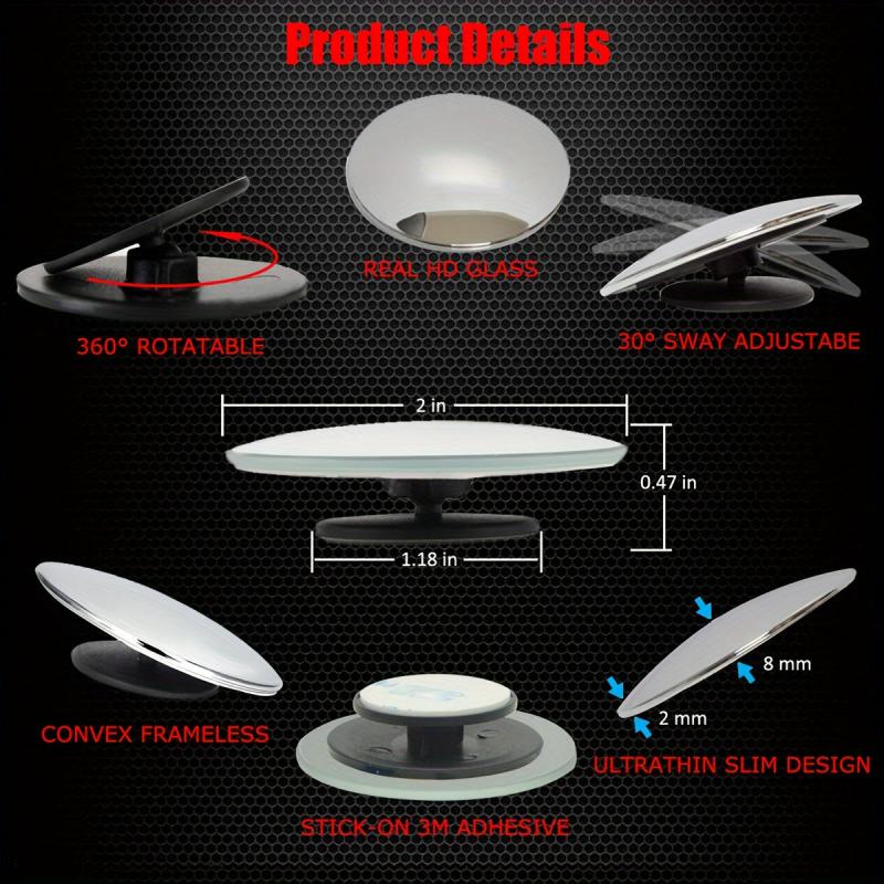 2pcs Car Rearview Mirrors Blindspot Convex Mirror Additional Mirrors