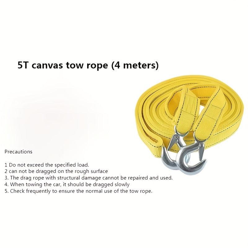 5T Trailer Rope Car Towing Strap Emergency Tool With Hooks