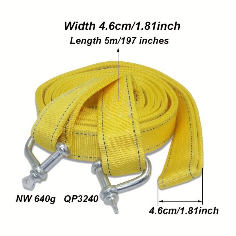 8T Car Towing Rope Strap w U Hooks & Reflective Light