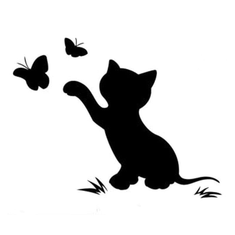 Car Cartoon Sticker Cat Decal Reflective Body Decoration Creative Butterfly
