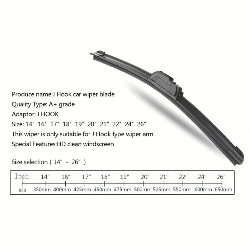 Universal Hybrid Wiper Blades 12-26 Windshield Rubber Auto U J Hook Type
