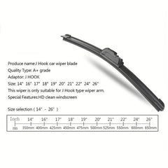 Universal Hybrid Wiper Blades 12-26 Windshield Rubber Auto U J Hook Type