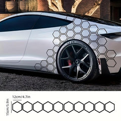 10pcs Reflective Car Body Stickers Hexagon Pattern Side Door Stickers