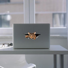 Maine Coon Car Sticker Torn Metal Decal 3D Funny Cat Decal Waterproof
