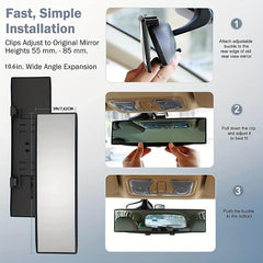 10 15 Panoramic Convex Rearview Mirror Clip on Wide Angle Rear View Mirror
