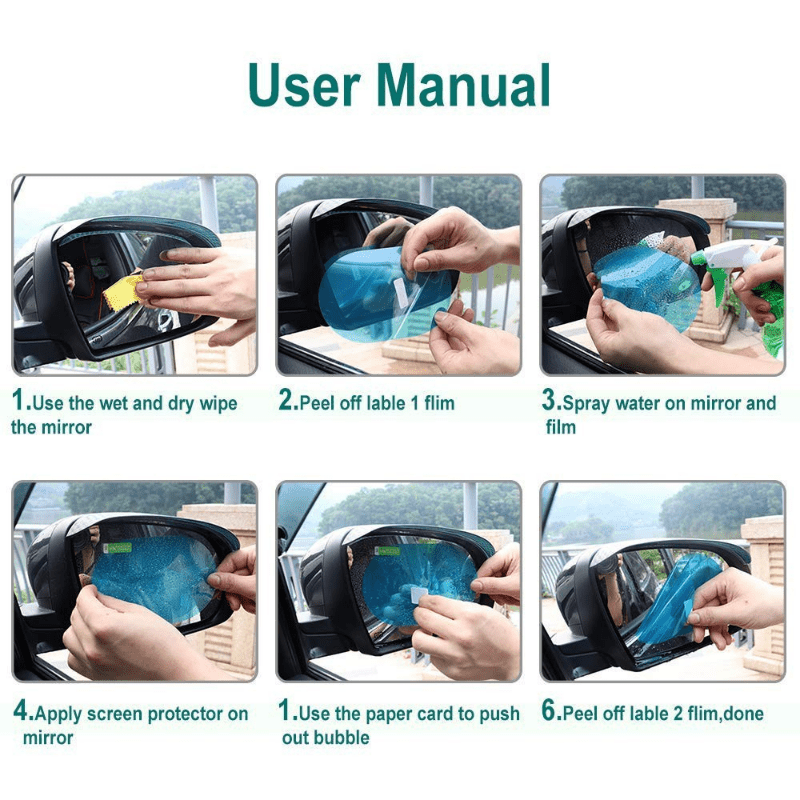 2pcs Car Rearview Mirror Anti Rain Anti Fog Clear Film Protector