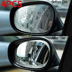 4pcs Car Rainproof Film Rearview Mirror Anti Fog Waterproof Clear Protective