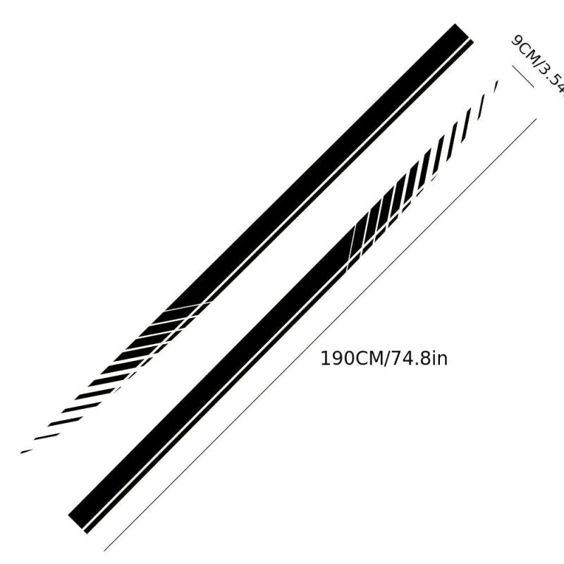 2pcs Stripe Pattern Vinyl Sticker Skirts for Racing Sports Cars